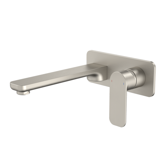 Caroma Luna Wall Basin Bath Mixer - 180mm x 122mm x 230mm - Brushed Nickel - Lead-Free Brass - Easy Clean Aerator