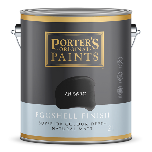 Porter S Washable Paint - 2L - Aniseed - Eggshell Finish - 162mm x 156mm x 141mm - Auzzistore