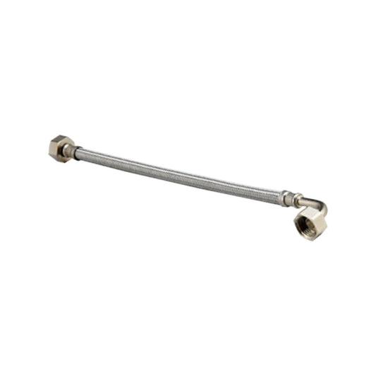 Kinetic 450mm Stainless Steel Flexible Braided Hose Bent Elbow Water Connector - Durable Water Supply Connection - 1/2" Female BSP