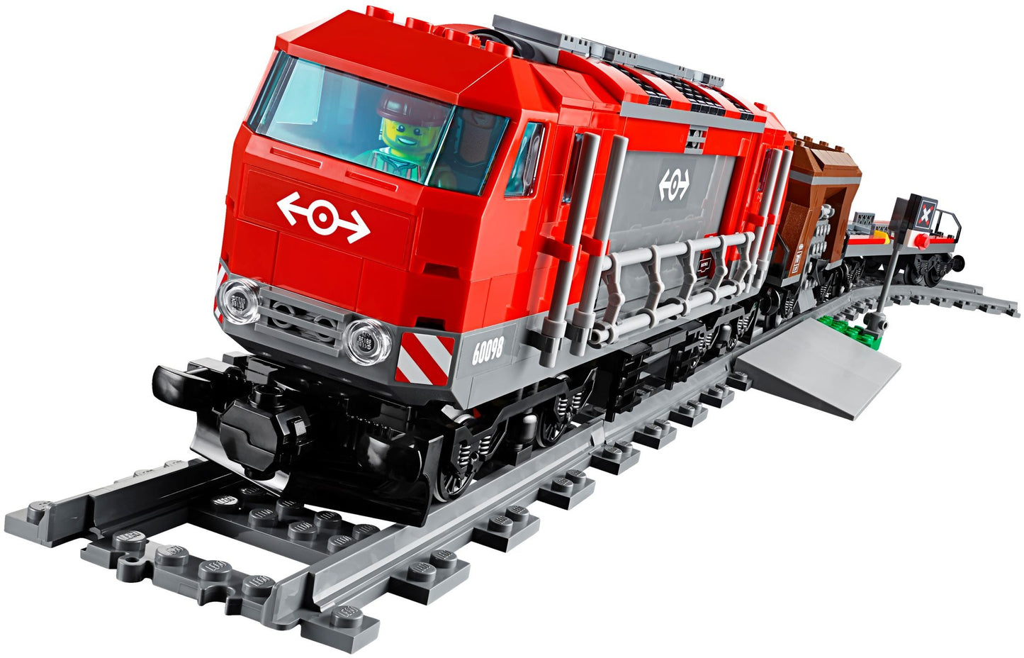 LEGO 60098 Heavy-Haul Train Set with Crane, Helicopter & Backhoe
