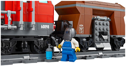 LEGO 60098 Heavy-Haul Train Set with Crane, Helicopter & Backhoe