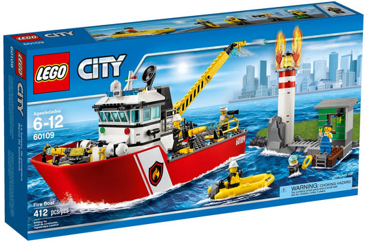 LEGO 60109 Fire Boat Rescue Set with Lighthouse - Auzzistore