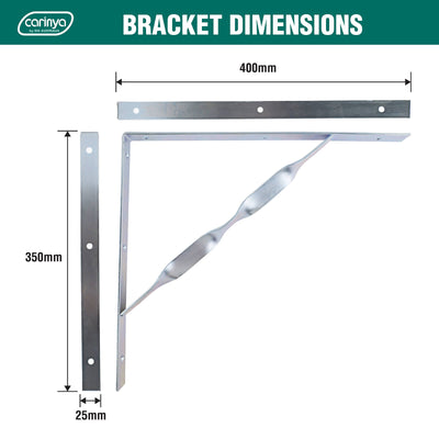 Carinya Heavy Duty Twisted Stay Bracket 400x350mm Zinc Plated Strength