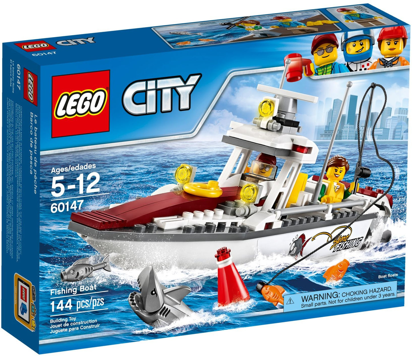 LEGO 60147 Fishing Boat with Motor, Minifigures & Shark