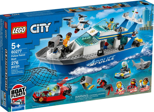LEGO 60277 Police Patrol Boat: Floating Toy with TV Characters - Auzzistore