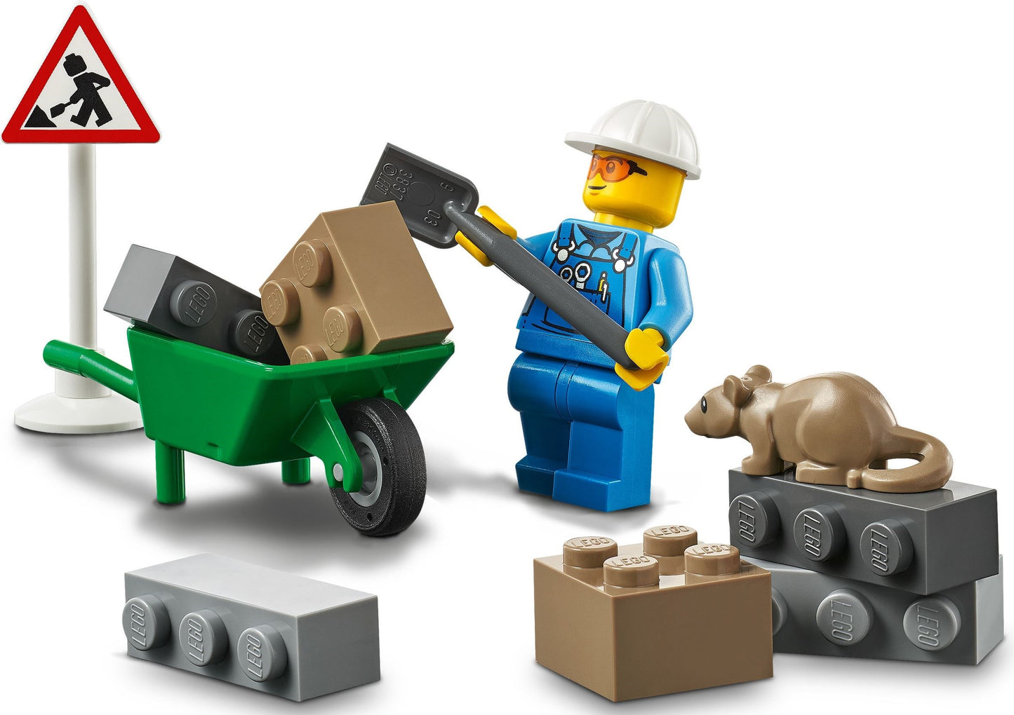 LEGO 60284 Roadwork Truck Toy Building Set with Minifigure