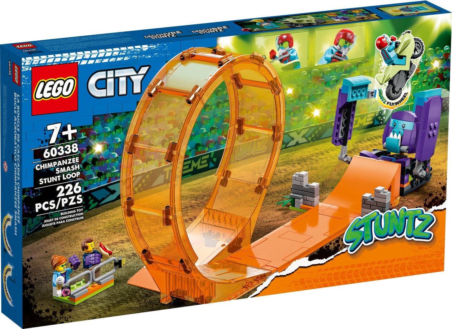 LEGO 60338 Chimpanzee Stunt Loop: Flywheel Motorcycle & Ramp