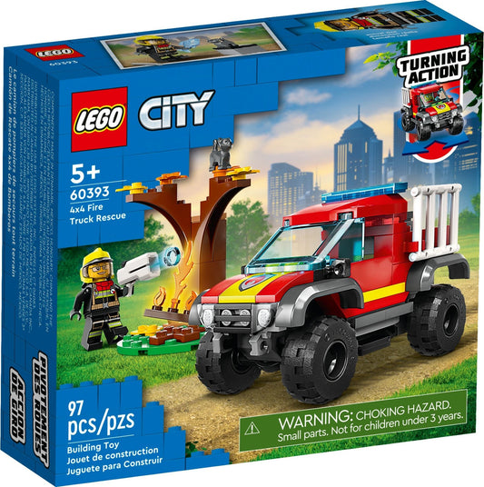 LEGO 60393 4x4 Fire Truck Rescue – Action-Packed Firefighting Playset for Kids - Auzzistore