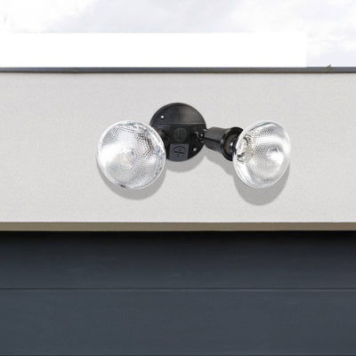 Arlec 150W Compact Twin Security Flood Light - Black - Plastic - Weatherproof