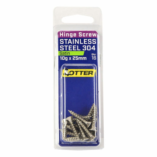 Otter 10 x 25mm Satin Stainless Steel 304 Hinge Screws 16 Pack - Auzzistore
