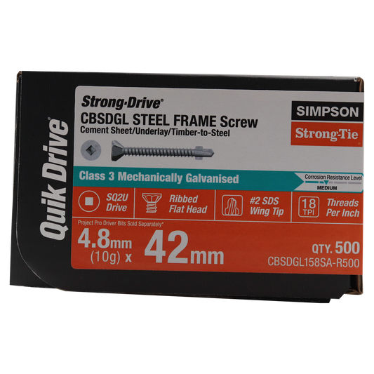 Simpson Strong Tie 10 x 42mm Galvanized Collated Quik Drive Screw 500 Pack - Self-Drilling - Ribbed Flat Head – view 2 - Auzzistore