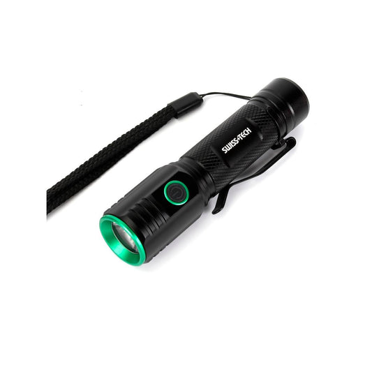 Swiss Tech 2000lm Rechargeable Turbo Flashlight - Compact - 5 Modes - IPX6 Water-Resistant