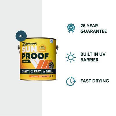 Taubmans 4L Neutral Low Sheen Exterior Paint - UV Protection - Fast Drying