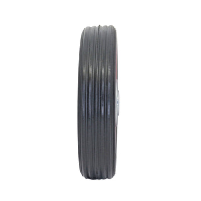Easyroll 125mm Black Rubber Tyre - Red Metal Centre - Solid - 40kg Load