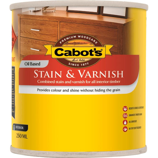 Cabots Stain and Varnish - 250ml - Oil Based - Satin Finish - Auzzistore