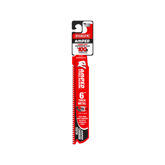 Diablo 6" Steel Demon Amped Carbide Blades - 8 TPI - Thick Metal Cutting