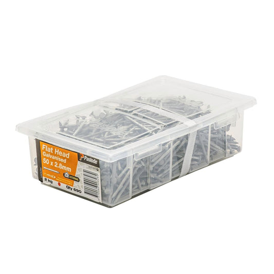 Paslode Flat Head Galvanised Nails 50 x 2 8mm 2kg 690 Pack - Auzzistore