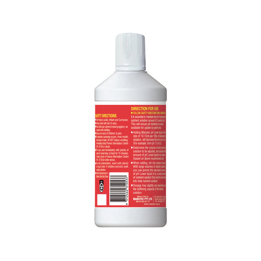 Manutec Hydroponic pH Lower - 600ml - Acid Based - Nutrient Uptake – view 2 - Auzzistore