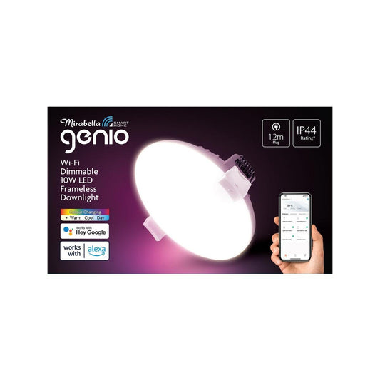 Mirabella Genio Wi-Fi Dimmable 10W LED Frameless Downlight - IP44 - 90-95mm Cut-out