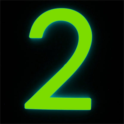 Sandleford 90mm Glow In Dark Acrylic House Number 2 - Strong Adhesive