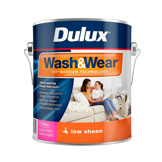Dulux Wash Wear Interior Paint - 2L - Extra Bright - Low Sheen - Washable - Auzzistore