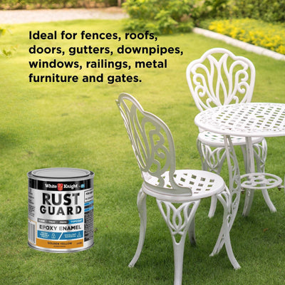 White Knight Rust Guard Epoxy Enamel Paint 250ml Golden Yellow - UV Resistant, Durable