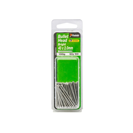 Paslode Bullet Head Nails - 40mm Bright Steel - 90 Pack - Internal Use - Auzzistore