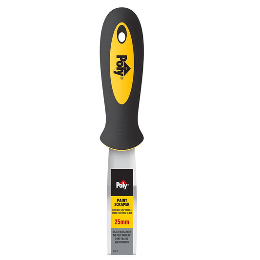 Poly Paint Scraper - 25mm - Stainless Steel - Comfort Grip