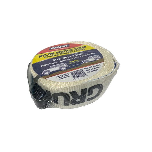 Grunt 75mm x 9m Nylon Snatch Strap - 8,000kg Breaking Strength - Durable Towing Solution