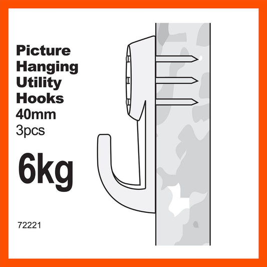 Everhang 6kg Plastic Picture Hanging Hook 3 Pack Easy Install – view 2
