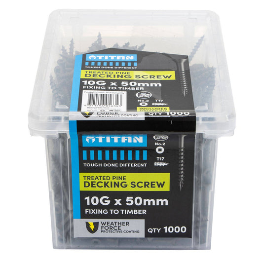 Titan 10g x 50mm Treated Pine Decking Screws Pack of 1000 - Weather Resistant - Auzzistore