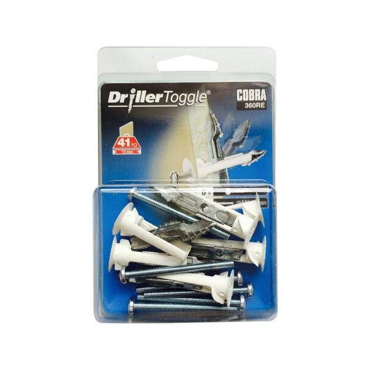 Cobra Driller Toggle Anchor Screws 4 x 50mm - 6 Pack - Self-Drilling - Steel - Auzzistore