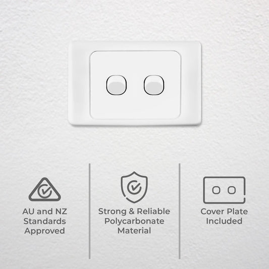 Deta Double Pole Double Switch - 75mm x 40mm x 115mm - White - Polycarbonate - 10A – view 2 - Auzzistore