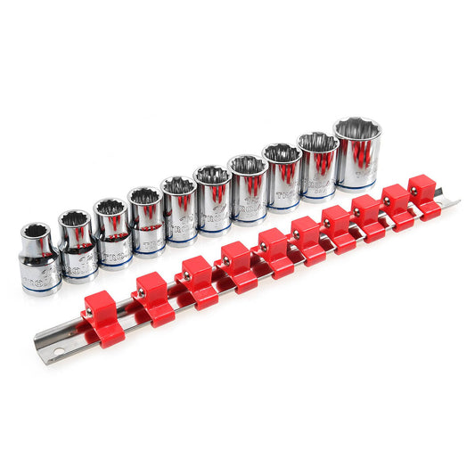 Trojan 10 Piece Socket Rail Set 1/2" - Metric Chrome Vanadium Sockets - Lifetime Warranty – view 2 - Auzzistore