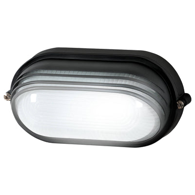 Arlec Large Black Oval Louvered Bunker Light - 280mm Metal Weather Resistant