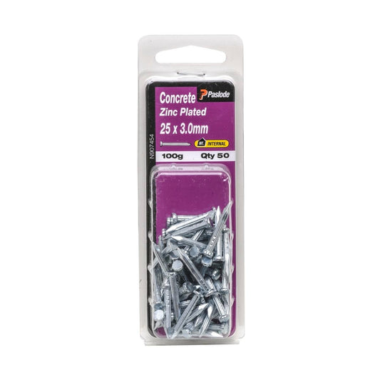Paslode Concrete Nails 25mm Zinc Plated 50 Pack Durable Holding Power - Auzzistore