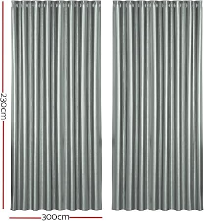 Artiss 2X Blockout Curtains Eyelet 300x230cm Grey Shine