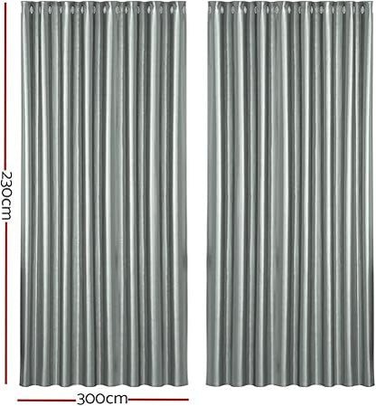 Artiss 2X Blockout Curtains Eyelet 300x230cm Grey Shine