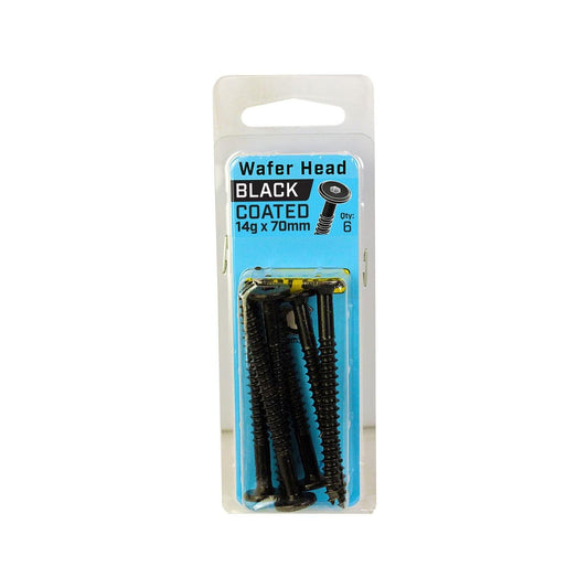 Otter Black Wafer Screws - 14 x 70mm - Box of 6 - Self-Drilling - Auzzistore