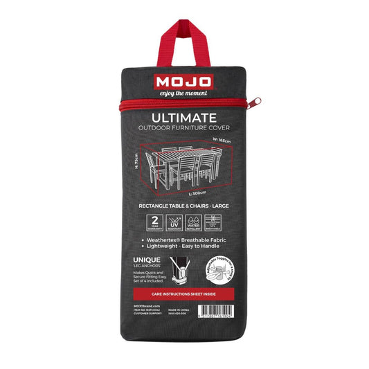 Mojo Large Rectangle Table and Chairs Outdoor Furniture Cover - 3000mm x 1650mm - UV Resistant, Water Repellent - Auzzistore