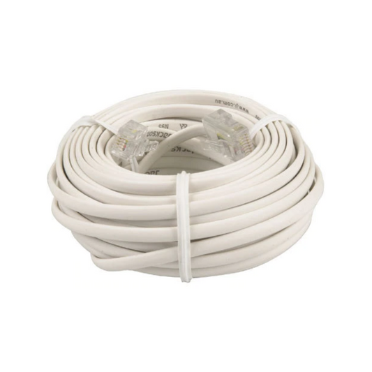 Jackson 10 Metre RJ12 White Telephone Lead - Plastic - Easy To Use