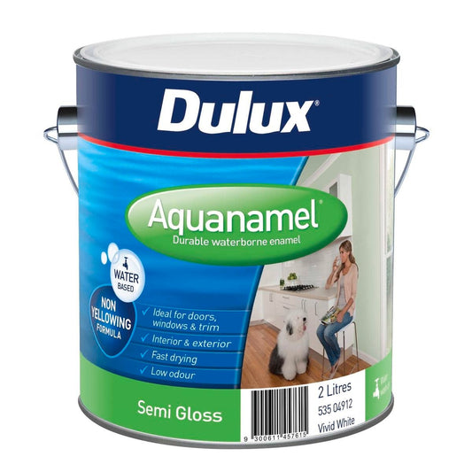 Dulux Aquanamel Semi Gloss - 2L - Water Based Acrylic - Fast Drying - Auzzistore