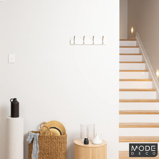 Mode Perma Products 4 Brushed Nickel Hooks White Board Rack Durable – view 2