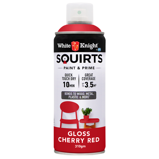 White Knight Squirts Cherry Red Gloss Spray Paint 310g Durable Finish