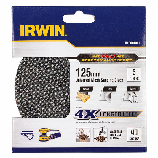 Irwin Orbital Sanding Disc - 125mm - Silicon Carbide - 40 Grit - 5 Pack - Auzzistore