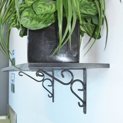 Carinya Scroll Stayed Bracket - 300mm Dark Grey Steel - 200kg Capacity