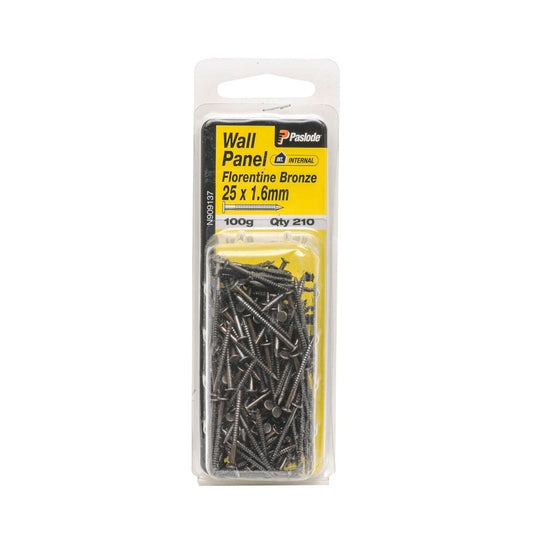 Paslode Wallpanel Nails 25 x 1.6mm Florentine Bronze 210 Pack - Auzzistore
