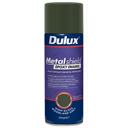 Dulux Metalshield Epoxy Spray Paint - 300g - Gloss - Woodland Grey - Auzzistore