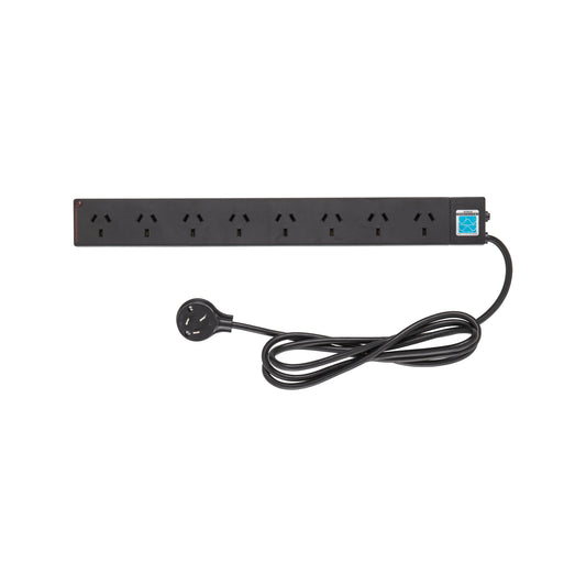 Hpm General Purpose 8 Outlet Surge Protected Powerboard Black