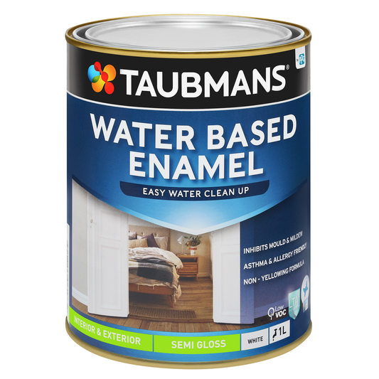 Taubmans 1L White Semi Gloss Water Based Enamel Paint - Easy Clean-Up - Mould Resistant - Auzzistore